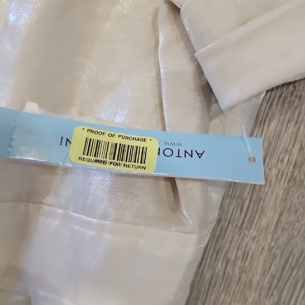 ANTONIO MELANI Cream Metallic Sheen Faux Wrap Dress - Picture 14 of 14